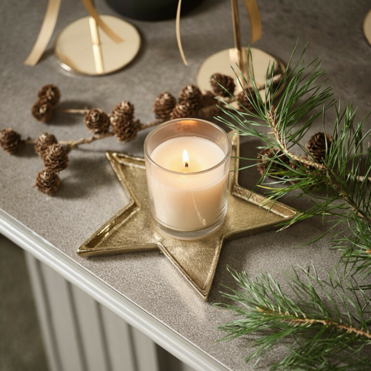 Gold Star Candle Plate